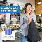 LimonLaviu Black Plastic Grocery Bags, 100 Pack, 11.5'x 6.5" x 21', 22 Pound Capacity, Heavy Duty, Unscented