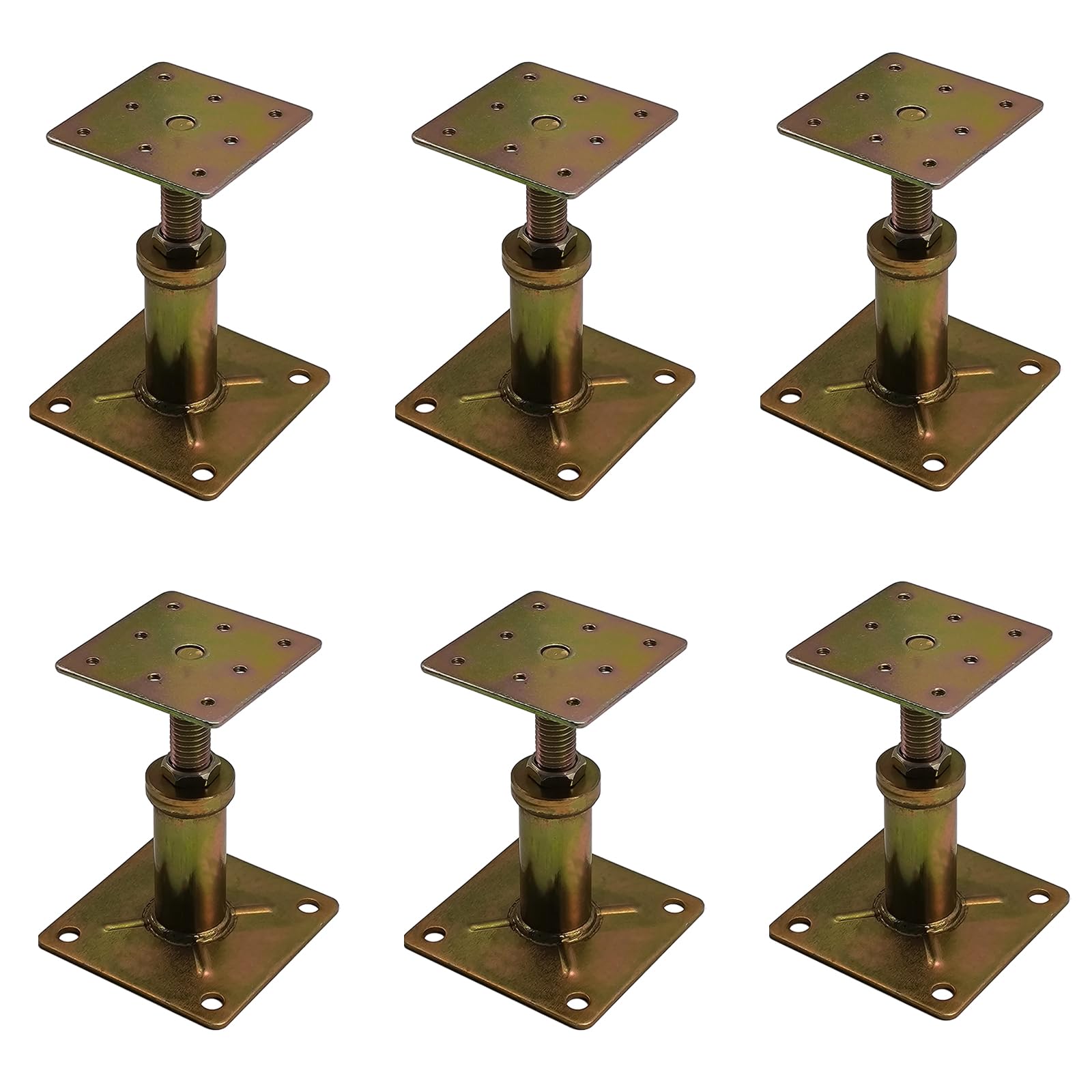 ASTAMOTOR Adjustable 4 1/3" - 7" House Floor Jacks Mini Screw Post Pole for Leveling, Galvanized, 4 Pack, AM502-2