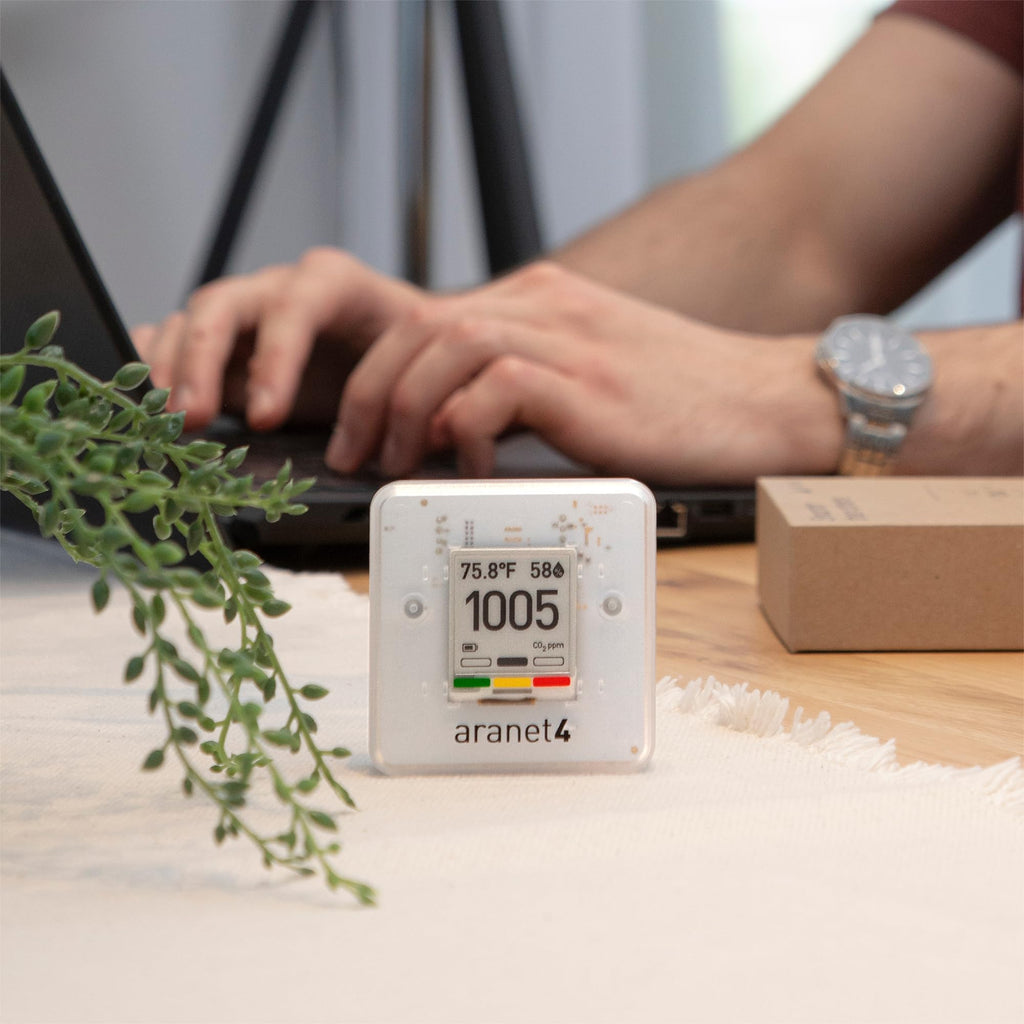 SAF Aranet4 Home: Smart Indoor Air Quality Monitor - CO2, Temperature, Humidity, Portable & Battery-Powered, E-Ink Screen, Free App Integration