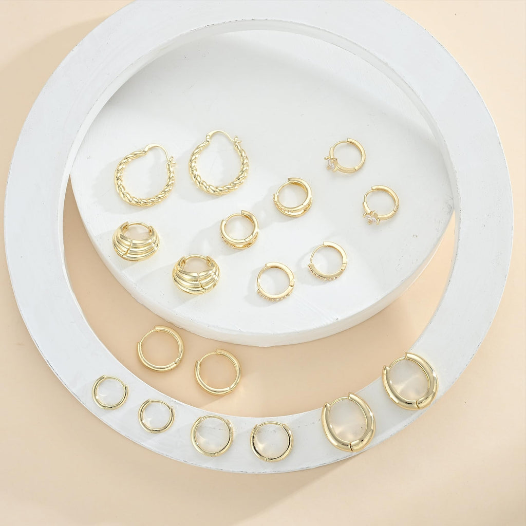 9 Pairs Small Gold/Silver Hoop Earrings Set for Women