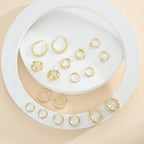 9 Pairs Small Gold/Silver Hoop Earrings Set for Women