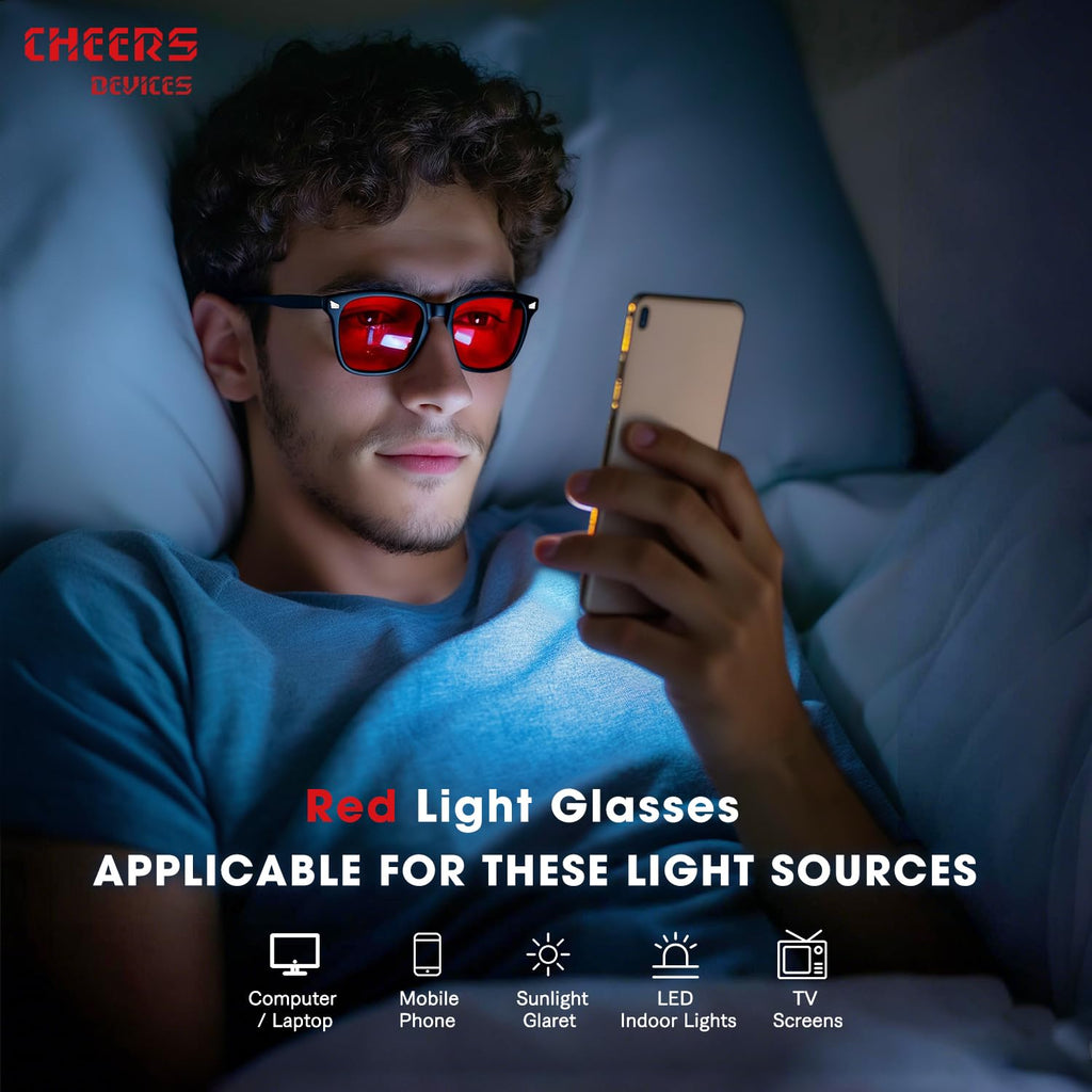 CHEERS DEVICES Red Light Glasses Red Lens Blue Blockers Glasses for Men, Gaming Blue Light Blocking Glasses for Gaming