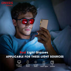 CHEERS DEVICES Red Light Glasses Red Lens Blue Blockers Glasses for Men, Gaming Blue Light Blocking Glasses for Gaming