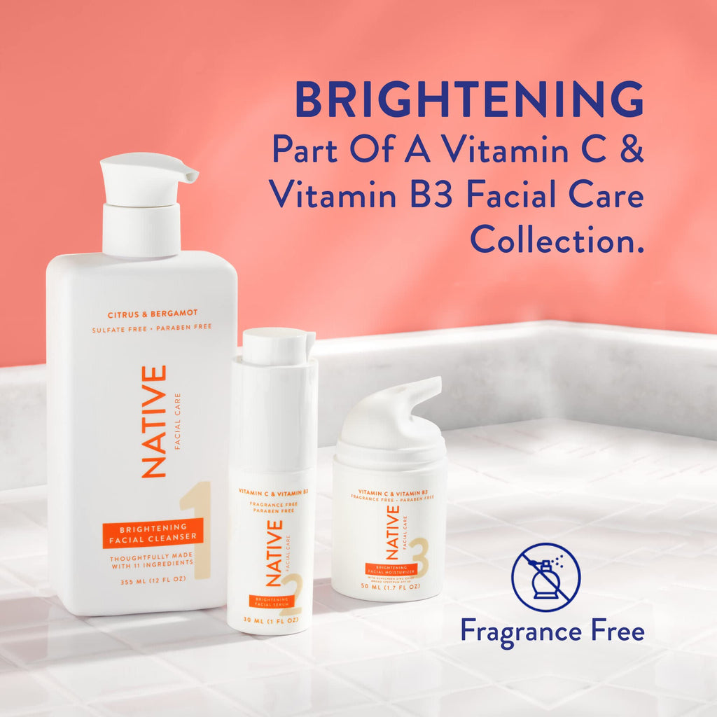 Native Moisturizing Facial Serum Contains Naturally Derived Ingredients | Hydrating Serum with Coconut and Vitamin B3, Revitalize and Repair Your Skin, Fragrance-Free, 30ml, 1 fl oz