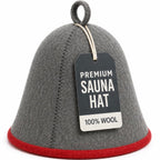 Premium Sauna Hat – 100% Natural Wool, Handmade Sauna Headwear for Men and Women – Eco-Friendly, Breathable, Insulating Hat for Sauna, Steam Room, Banya, and Bathhouse – One Size Fits All, Grey-Red