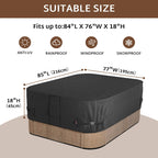 iBirdie Outdoor Waterproof Rectangular Hot Tub Cover 85 x 77 inch fit 84 x 76 or 83 x 75 or 82 x 74 SPA 600D Heavy Duty Rectangle Weatherproof Protectors Protective Cover Cap