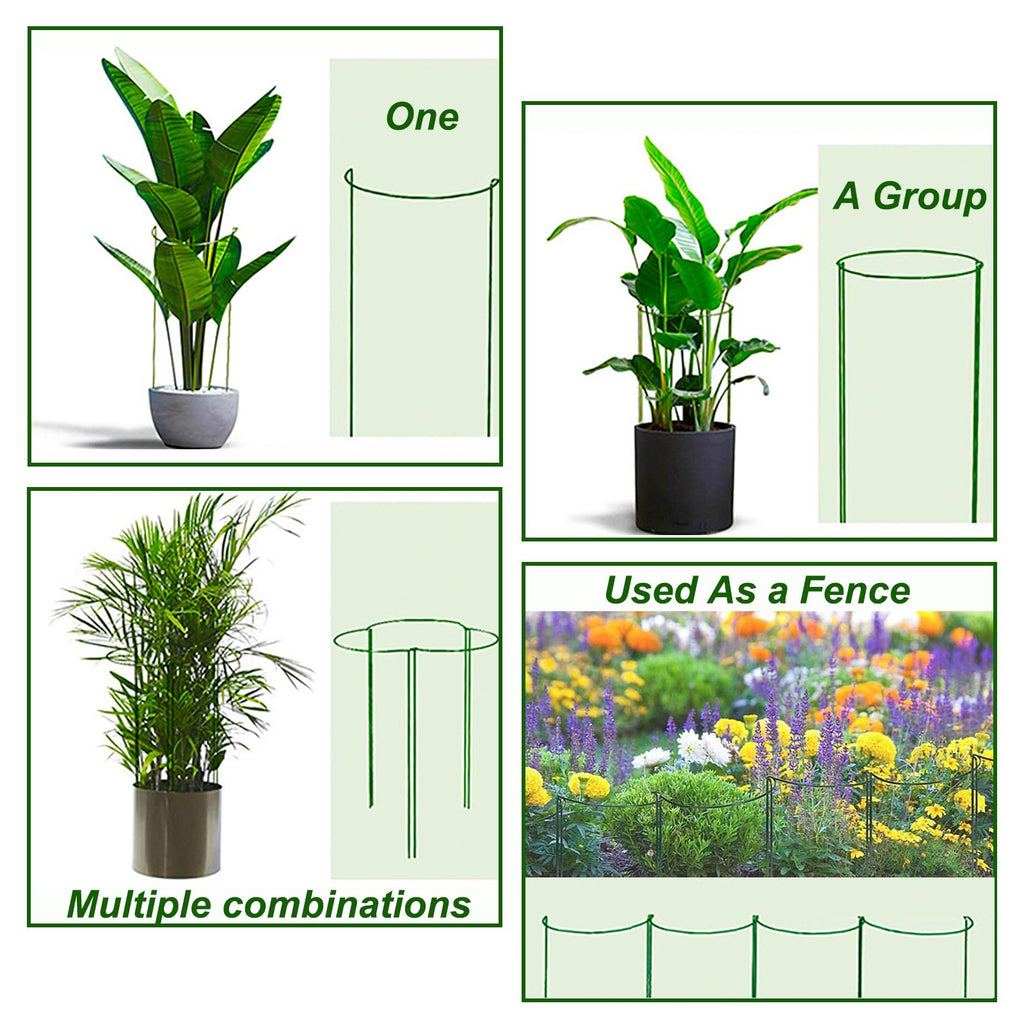 12 Pack Plant Support Stake, 16 Inch Peony Cages and Supports for Outdoor Plants, with 15 Pcs Plant Labels, 20 Pcs Plant Clips, 7ft Plant Ties