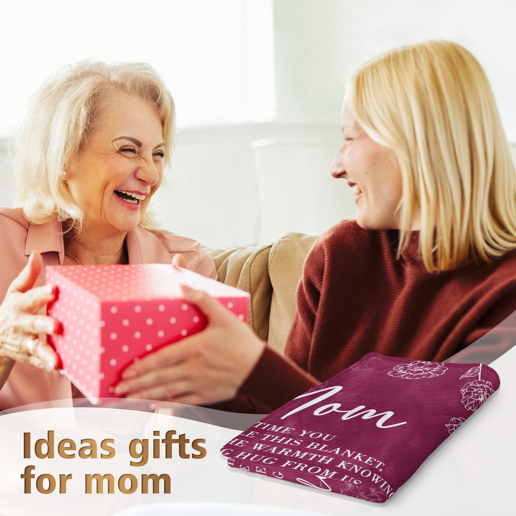 GiltGlimmer Mom Birthday Gifts, Mom Floral Blanket Burgundy, 60" x 50"