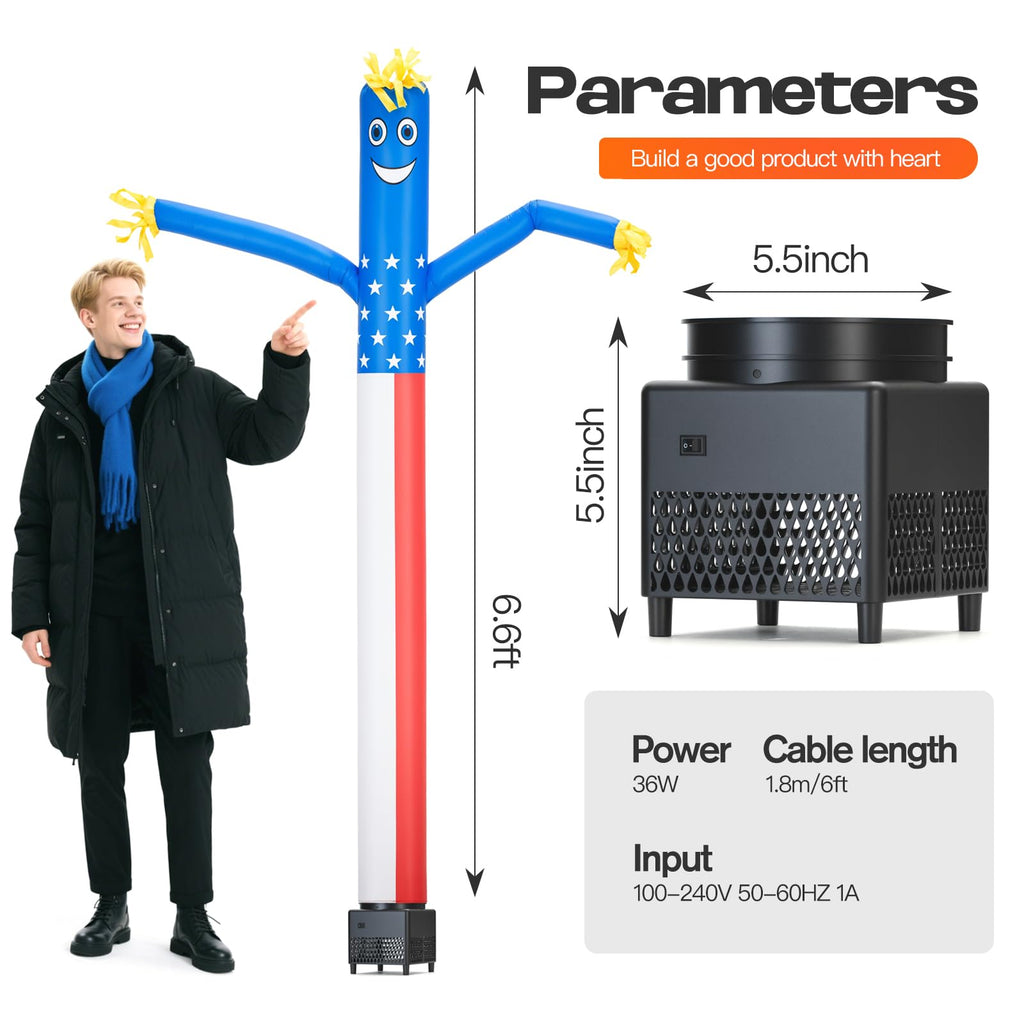 Mkevi 6ft Sky Air Puppet Dancer Inflatable Waving Tube Man with Blower - Wacky Waving Wind Flying Dancing Tube Guy for Business Promotion Stand Out Advertising