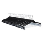 Amazon Basics Velvet Non-Slip Skirt Clothes Hangers with Clips, 360 Degree Rotatable Hook, Organize Pants and Skirts, Black/Silver, 24-Pack