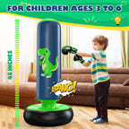 QPAU Punching Bag for Kids 3-6, Inflatable Dinosaur Toy, 48 in, Green