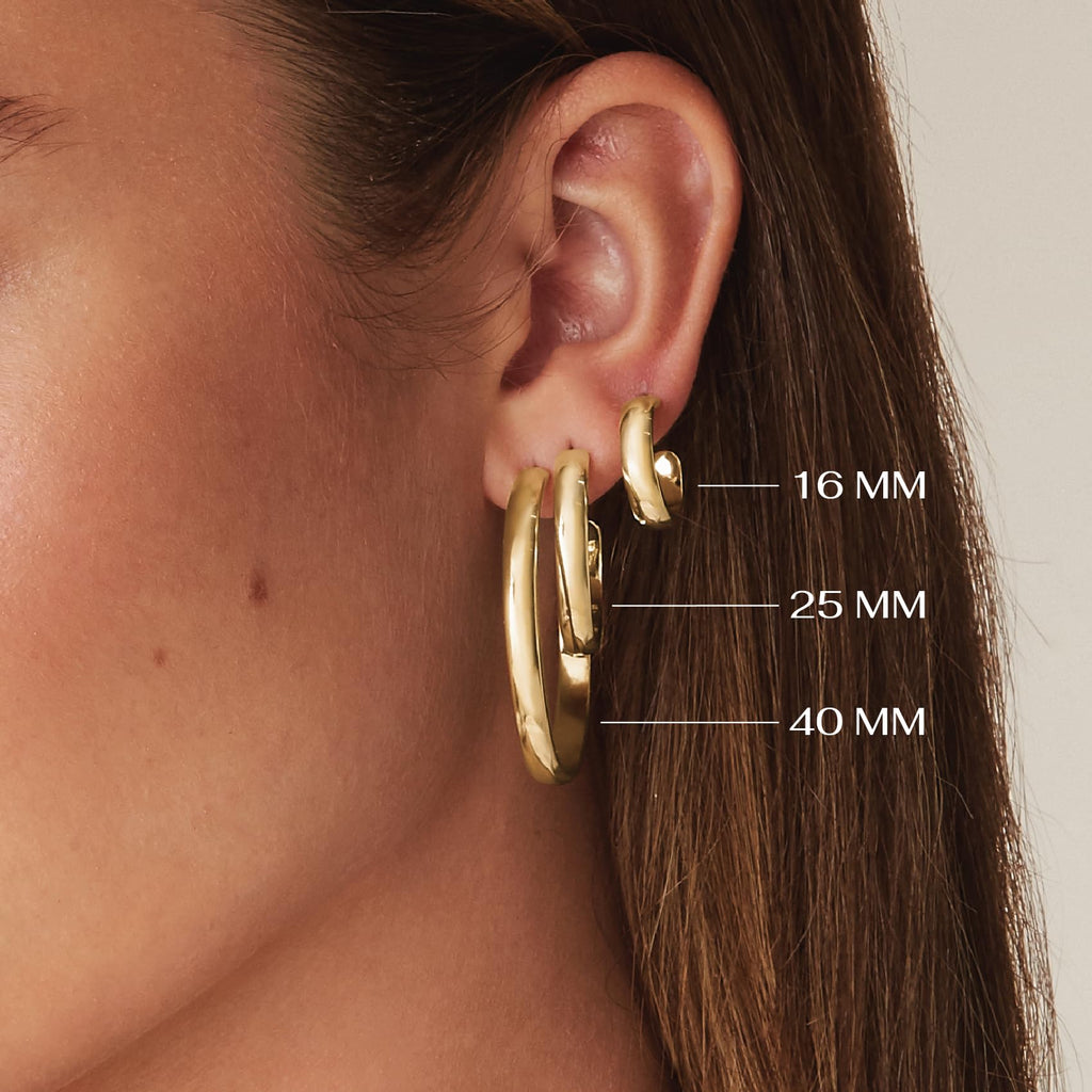 PAVOI Minimalist Huggie Earrings, 14K Gold Plated, Yellow Gold, Size 40