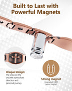 Feraco Copper Cross Bracelet for Men,Magnetic Therapy Christian Bracelets