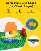 Pokiiulk 20 Baseplates for Bricks, Classic Green Building Base Plates, 10"x 10" (32Studs Each Side), Compatible with All Major Brands