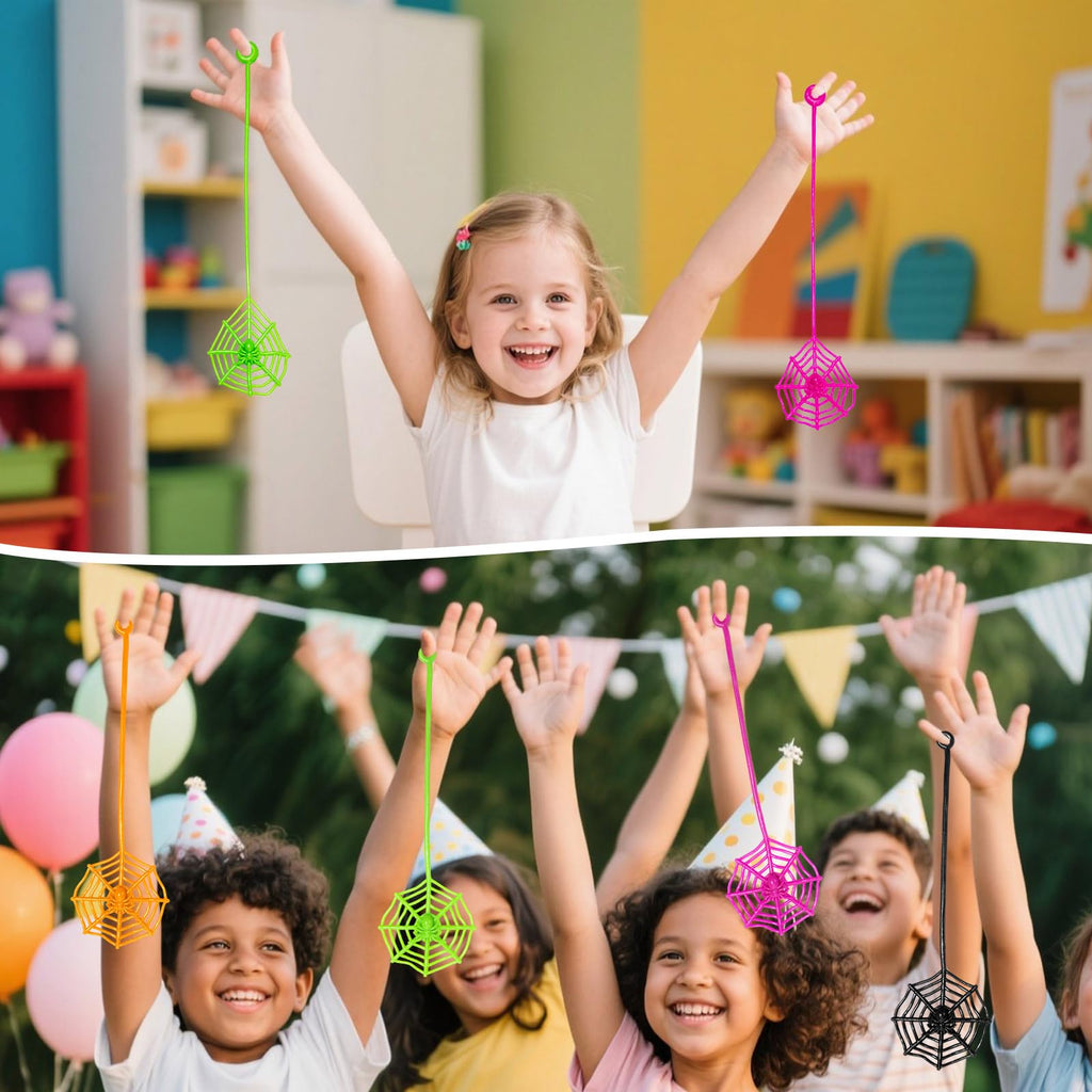 HLARTNET 40Pcs Sticky Spider Web Hand Party Favors, Spider Toys Bulk for Kids Boys, Gifts for Birthday Halloween Goodie Bag Filler or Classroom Prizes