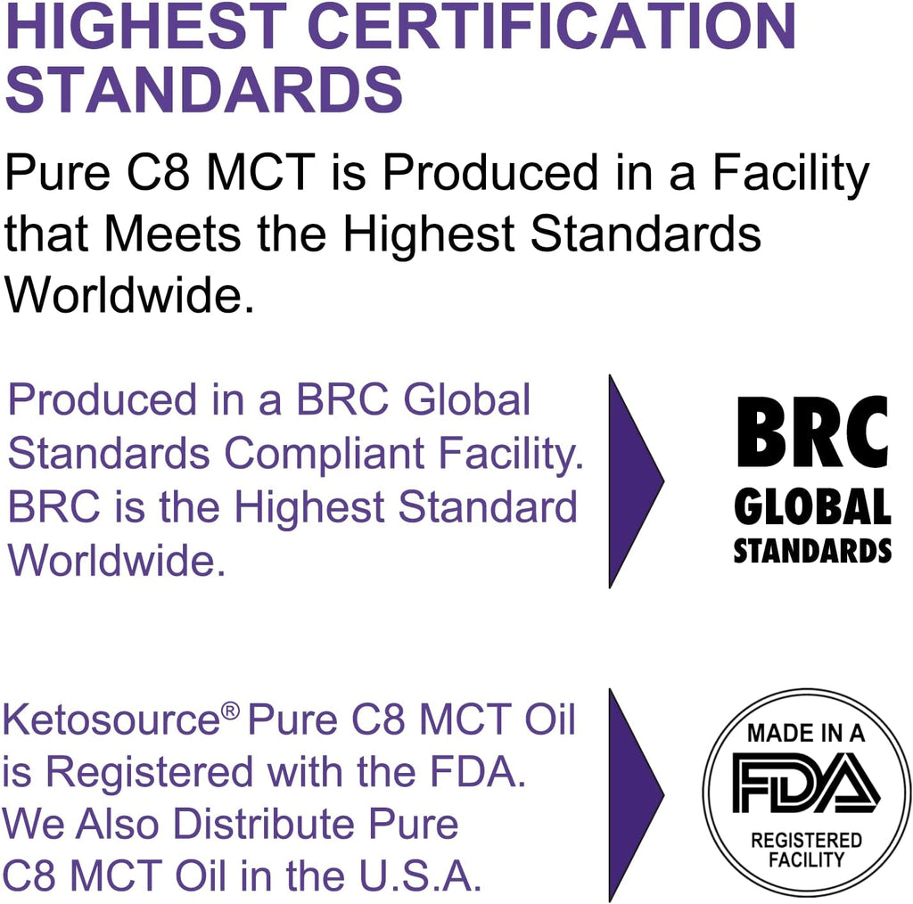 Ketosource Premium Pure C8 MCT Oil | Boosts Ketones 3X More Than Other MCTs | Highest 99.8% Purity | Supports Keto Nutrition & Fasting | BPA-Free Bottle (17.6oz) | Vegan Friendly & Gluten Free