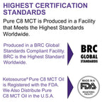 Pure C8 MCT Oil | Glass Bottle | Boosts Ketones 4X Versus Other MCTs | Highest 99%+ Lab Tested Purity | 100% Coconut Sourced | Supports Keto & Fasting | Vegan | Bulletproof Coffee | 500ml Ketosource®