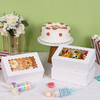 Moretoes 45pcs Cookie Boxes with Window, 9x6x3in Auto-Popup Bakery Boxes