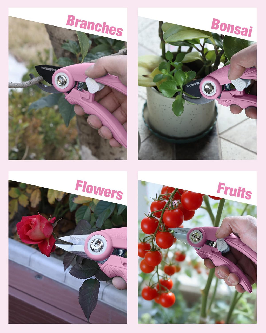 2-Pack 6.9" Garden Pruning Shears, Bypass & Straight Garden Scissors, Pink