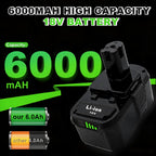 Cheerlark Upgrade 2 Pack 6.0Ah High Capacity Replacement for Ryobi 18V Battery P108 P104 P105 P102 P103 P122 P109 Li-ION Compatible with Ryobi 18V ONE+ System Cordless Power Tools and Charger