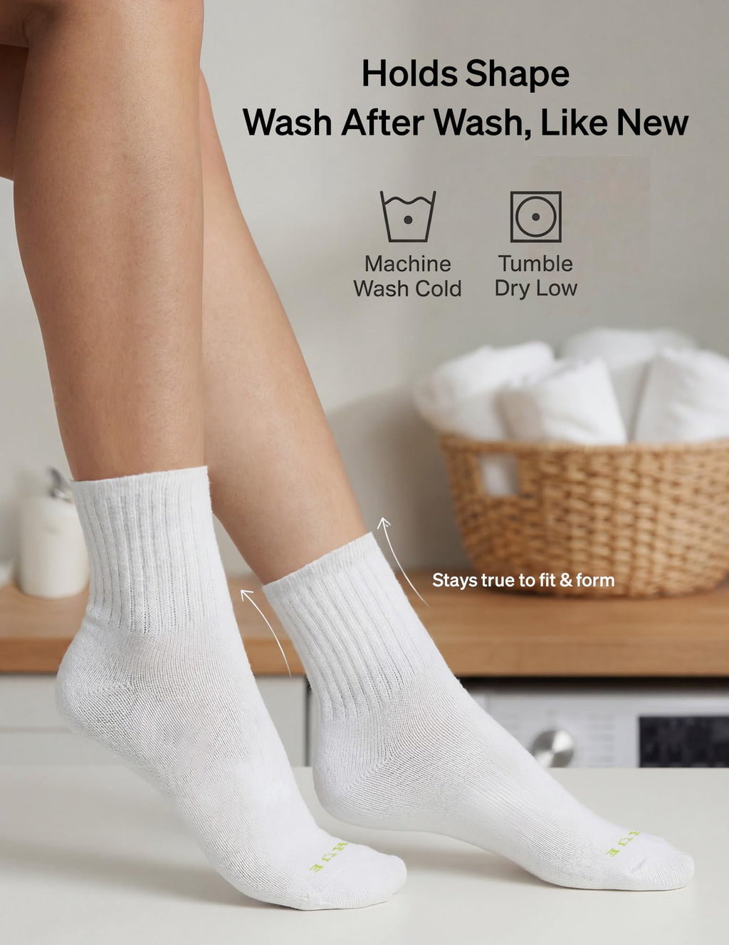 HUE Mini Crew Socks for Women, 6-Pack, White, One Size