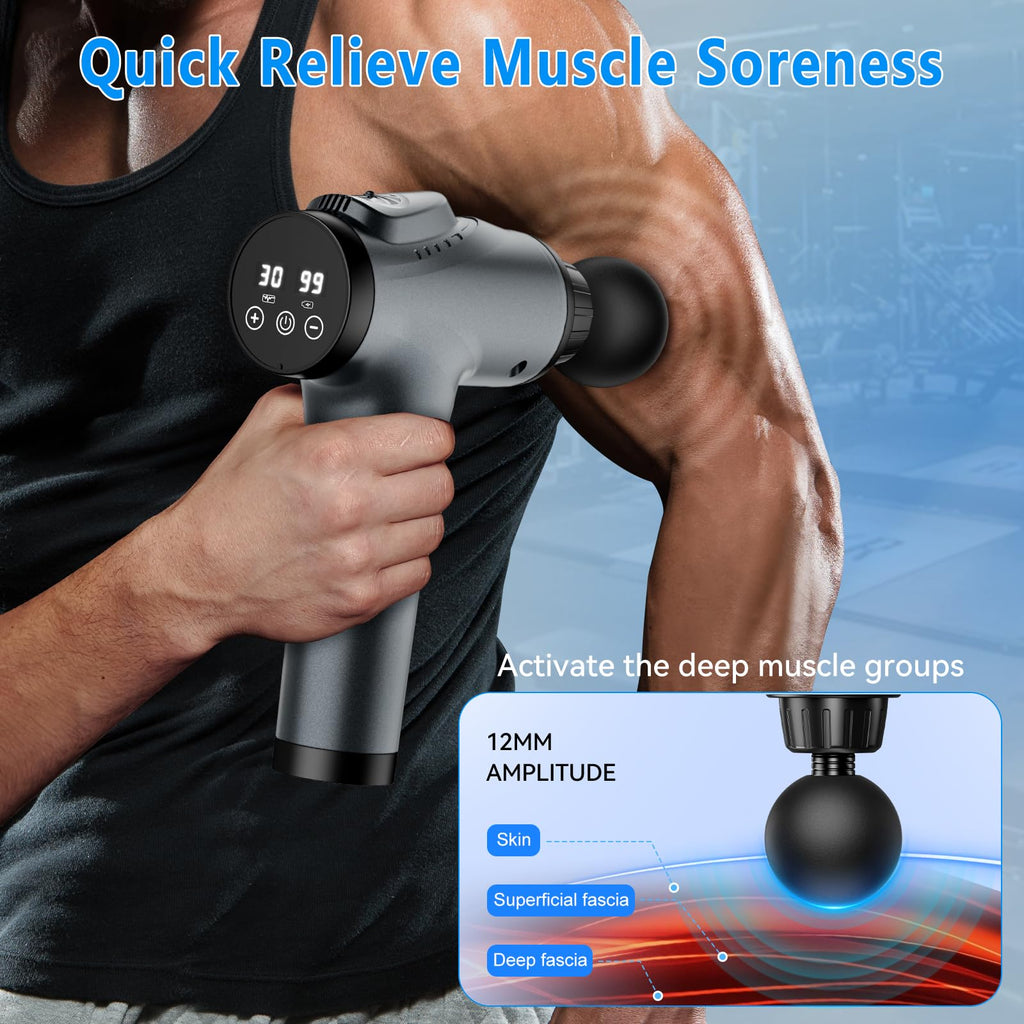 APHERMA Massage Gun, Muscle Massage Gun for Athletes Handheld Electric Deep Tissue Back Massager, Percussion Massage Device for Pain Relief with 30 Speed Levels 9 Heads
