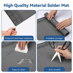 Kaisi Extra Large Soldering Mat, Oversized 932°F Heat Resistant Silicone Solder Mat, Large Repair Workbench Pad for Electronics Phone Watch Laptop Repair, BGA Soldering Iron (Grey,27.6''x15.7'')