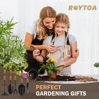 ROYTOA Garden Tool Set, 5PCS Gardening Tools, Stainless Steel Heavy Duty Hand Cultivator, Hoes, Shovel, Trowel and Weeder with Ergonomic Walnut Handle, Gardening Gifts for Women
