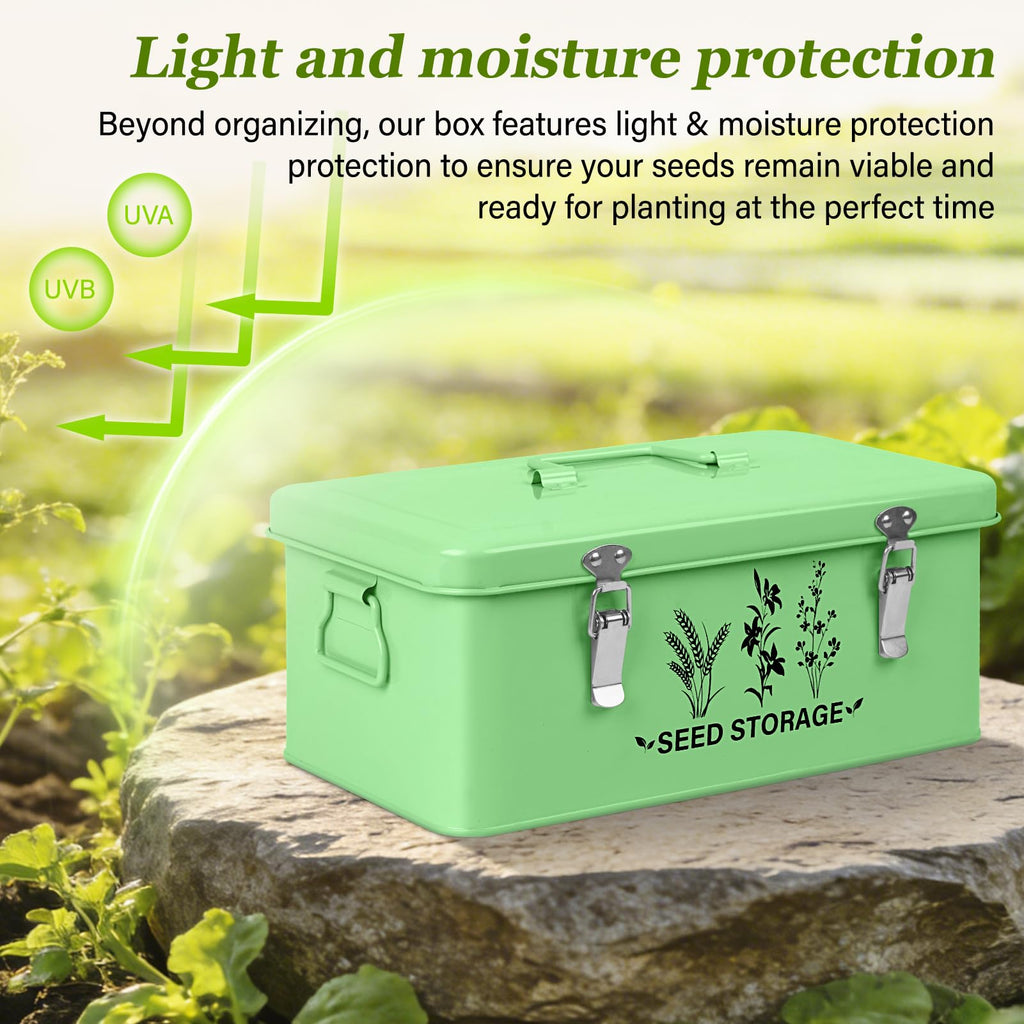Seed Storage Box Organizer - Metal Garden Seed Storage Container Kit