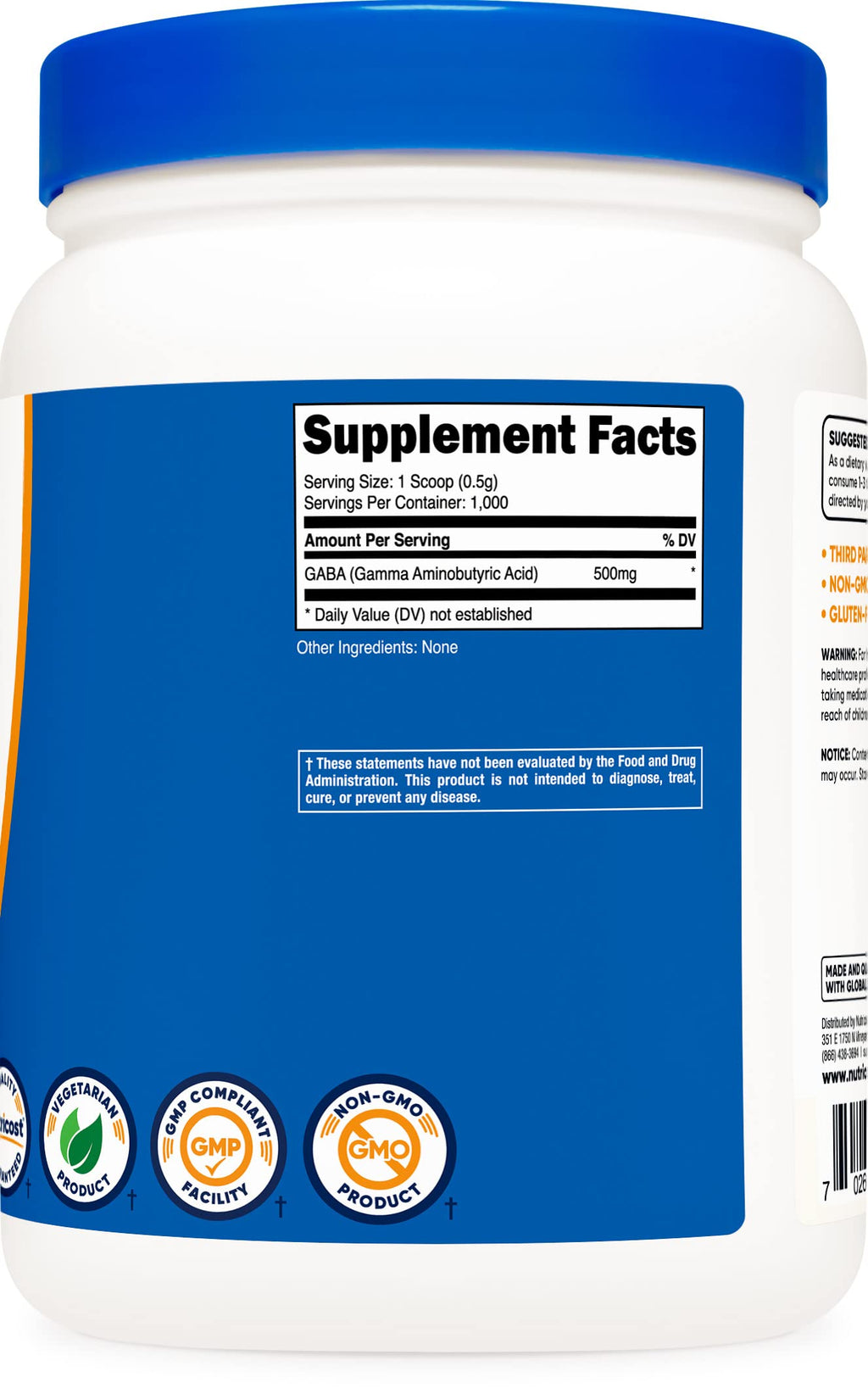Nutricost Pure GABA (Gamma Aminobutyric Acid) Powder (500 Grams/1.1 pounds) (3 Pack)