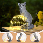 VOFSTAND Dog Statue Garden Decoration with Solar LED Light