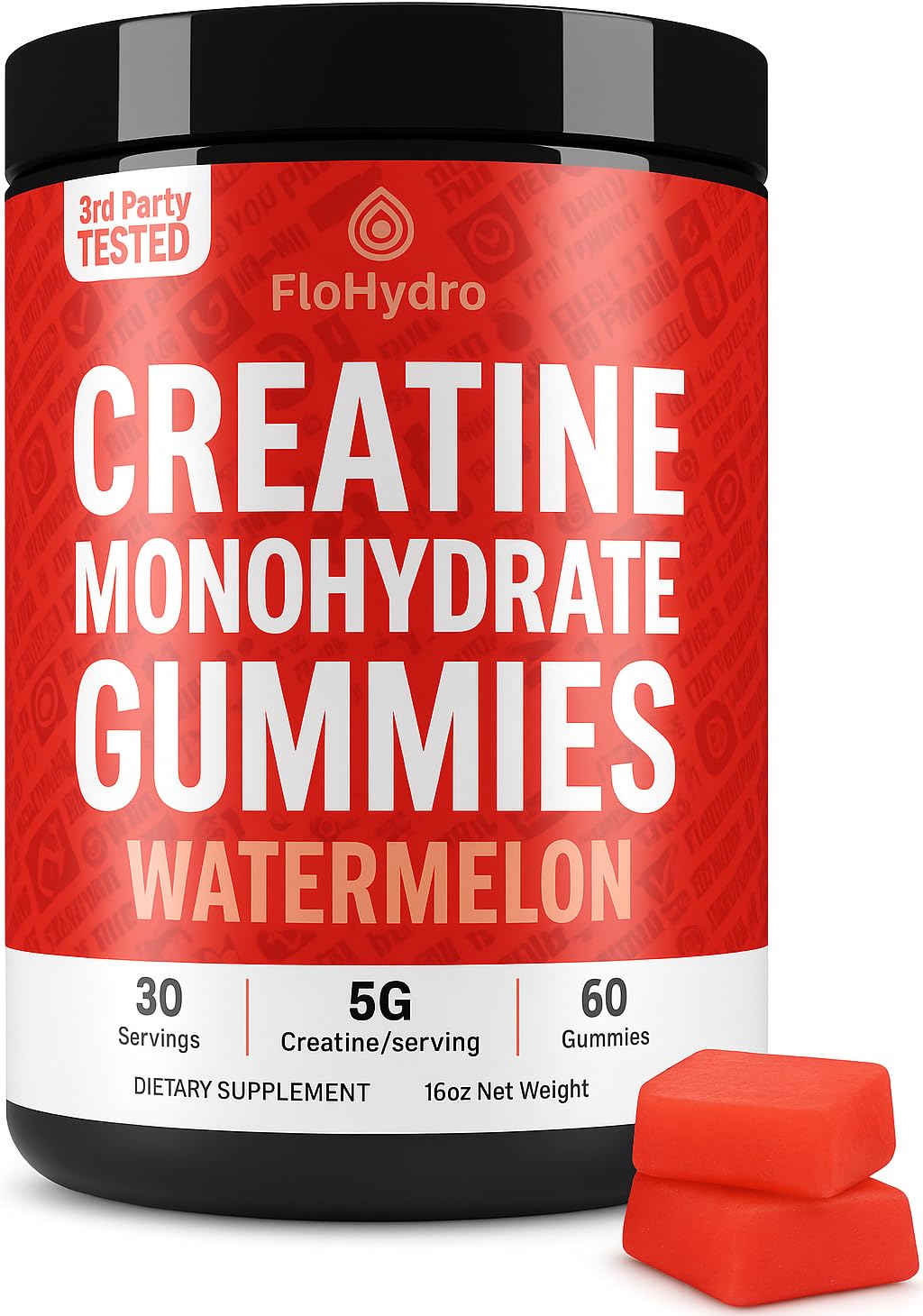 FloHydro Creatine Gummies | 5g Creatine in 2 Gummies | Zero Sugar Creatine Monohydrate | 3rd-Party Lab Tested | Clean Ingredients