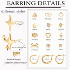 82 Pairs Gold Earrings for Women Trendy, Pearl Bow Small Hoop Stud Earrings Pack, Earring Set Multiple Piercing for Birthday Party Gift