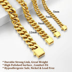 Bestyle 5mm 18K Gold Filled Miami Cuban Chains Bracelets Cool Causal Style Stainless Steel Curb Link Chain Bracelet for Men & Women, Daily Wear Gold Hand Chain 19cm/7.5Inch