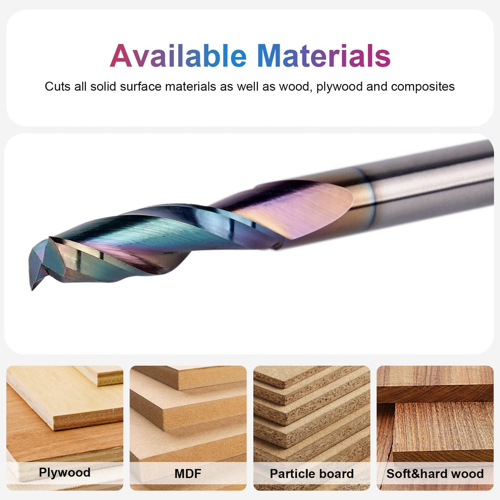 SpeTool 1/4 Shank Up Cut Spiral Router Bit 1/4 inch Cutting Diameter 1 inch Cutting Length CNC Router Bits for Woodworking with Extra Long Life Coating