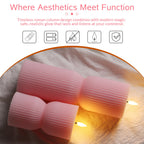 Girimax Pink Ribbed Flameless Pillar Candles with Remote, Flickering LED Candles Battery Operated Real Wax Set of 2