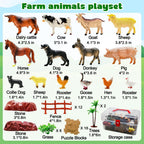 53-Piece Farm Animal Figures Toy with Fence & Building Blocks for Toddlers