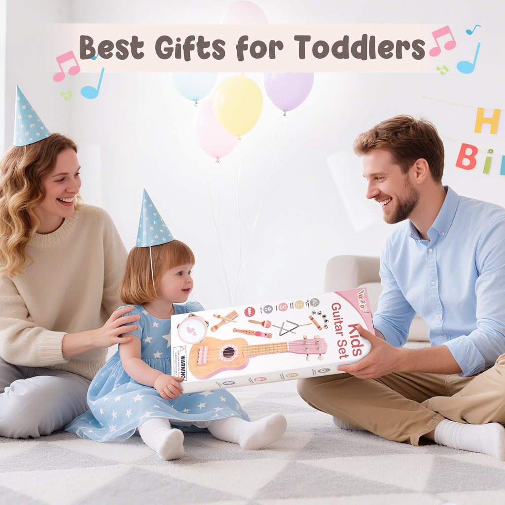 Vanplay Pink Guitar Set for Toddler Girl Toys 2-3 Year Old Birthday Gifts