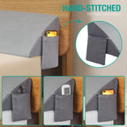 Vekkia King Bed Wedge Pillow for Headboard Gap, 0–6" Gap Filler with Side Pockets & Washable Cover, Gray 76"x10"x6"