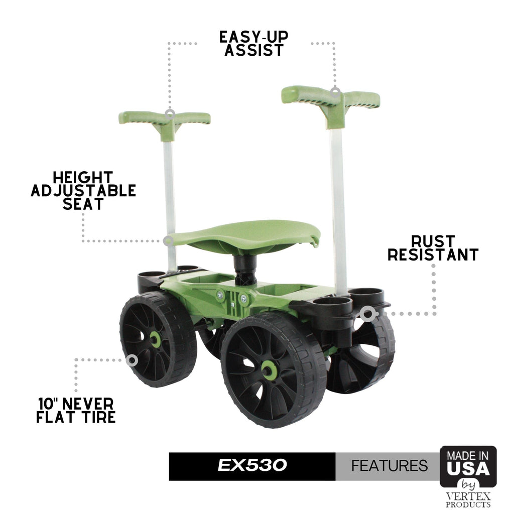 TheXceptional Wheelie Easy-Up EX530 Rolling Garden Stool & Cart with Wheels