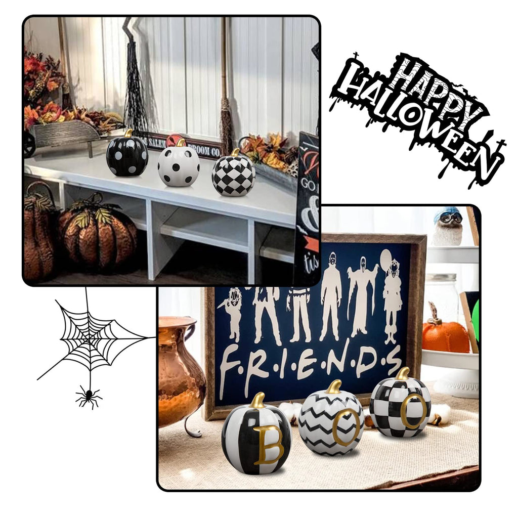 DAZONGE Set of 6 Ceramic Halloween Pumpkins Halloween Decorations Indoor