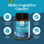 Nootropic Brain Supplement for Memory and Focus Support - Vitamins for Mental Support & Clarity with Bacopa Monnieri, VIT A, B6, Riboflavin, Niacin, Thiamin & Folate - Cognitive Complex - 120 Ct