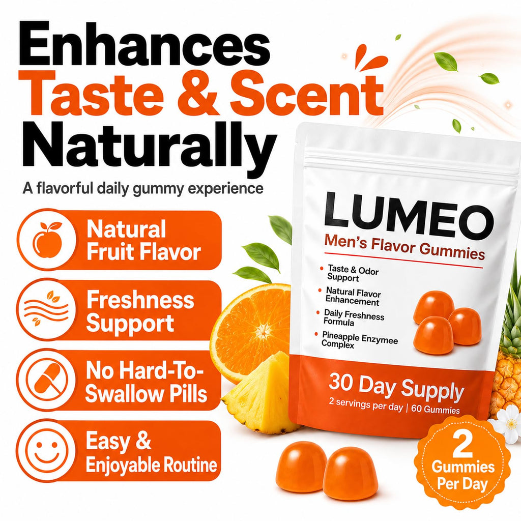 KWEZTY Lumeo Men’S Flavor Gummies, Lumeo Gummies, with Bromelain, Vitamin C, Enhances Taste & Scent Naturally, Energy & Vitality Support, Non-GMO, Gluten-Free, 60 Gummies