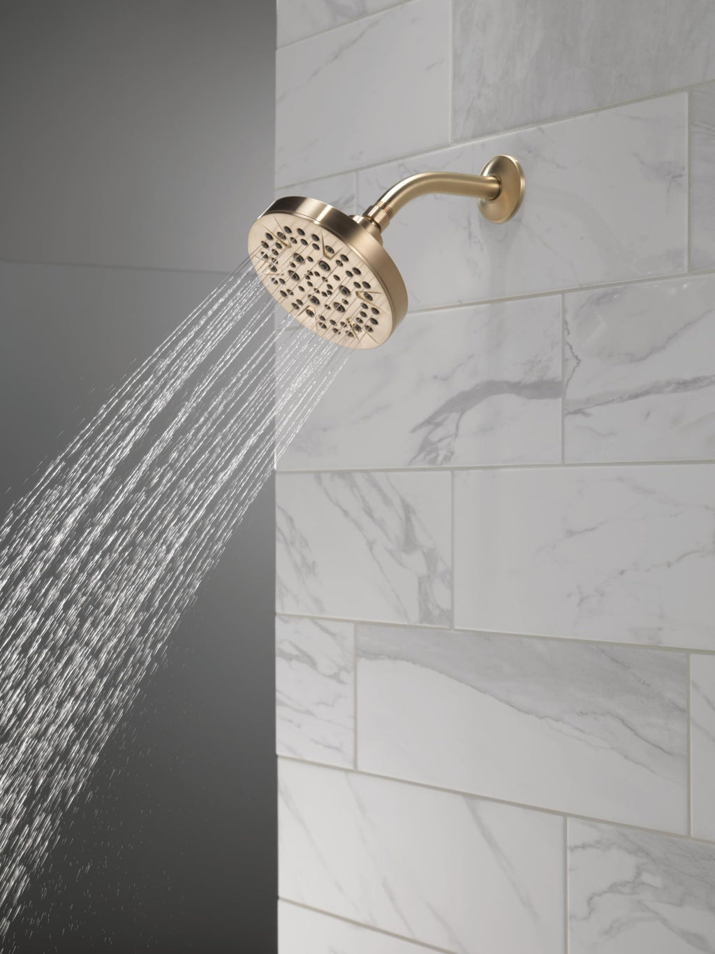 Delta 5-Setting Champagne Bronze Shower Head with High Pressure Spray, 6 Inch Round Shower Head, Showerheads, 1.75 GPM Flow Rate, Champagne Bronze 52535-CZ