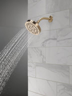 Delta 5-Setting Champagne Bronze Shower Head with High Pressure Spray, 6 Inch Round Shower Head, Showerheads, 1.75 GPM Flow Rate, Champagne Bronze 52535-CZ