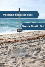 Sand Flea Rake, 47" Detachable Stainless Steel Beach Sifter & Bucket