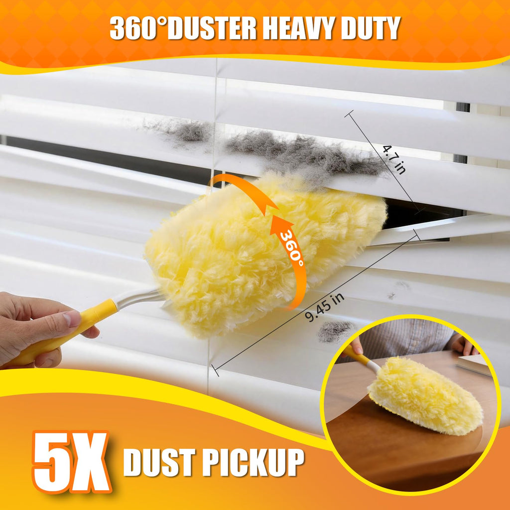 Swilsweep 30 Count 360° Heavy Duty Duster Refills, Compatible with Swiffer Duster, Includes 1 Short Handle & 1 3 ft Extendable Handle, 4X Microfiber Cleaning Dusters, Disposable Unscented
