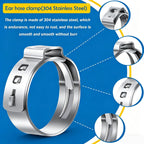 Seept 170Pcs 13 Sizes 304 Stainless Steel Single Ear Hose Clamps 5.3-31.6mm Crimp Hose Clamps Assortment Kit Perfect for Automotive/Home Appliance/Water Pipe and Fuel Line
