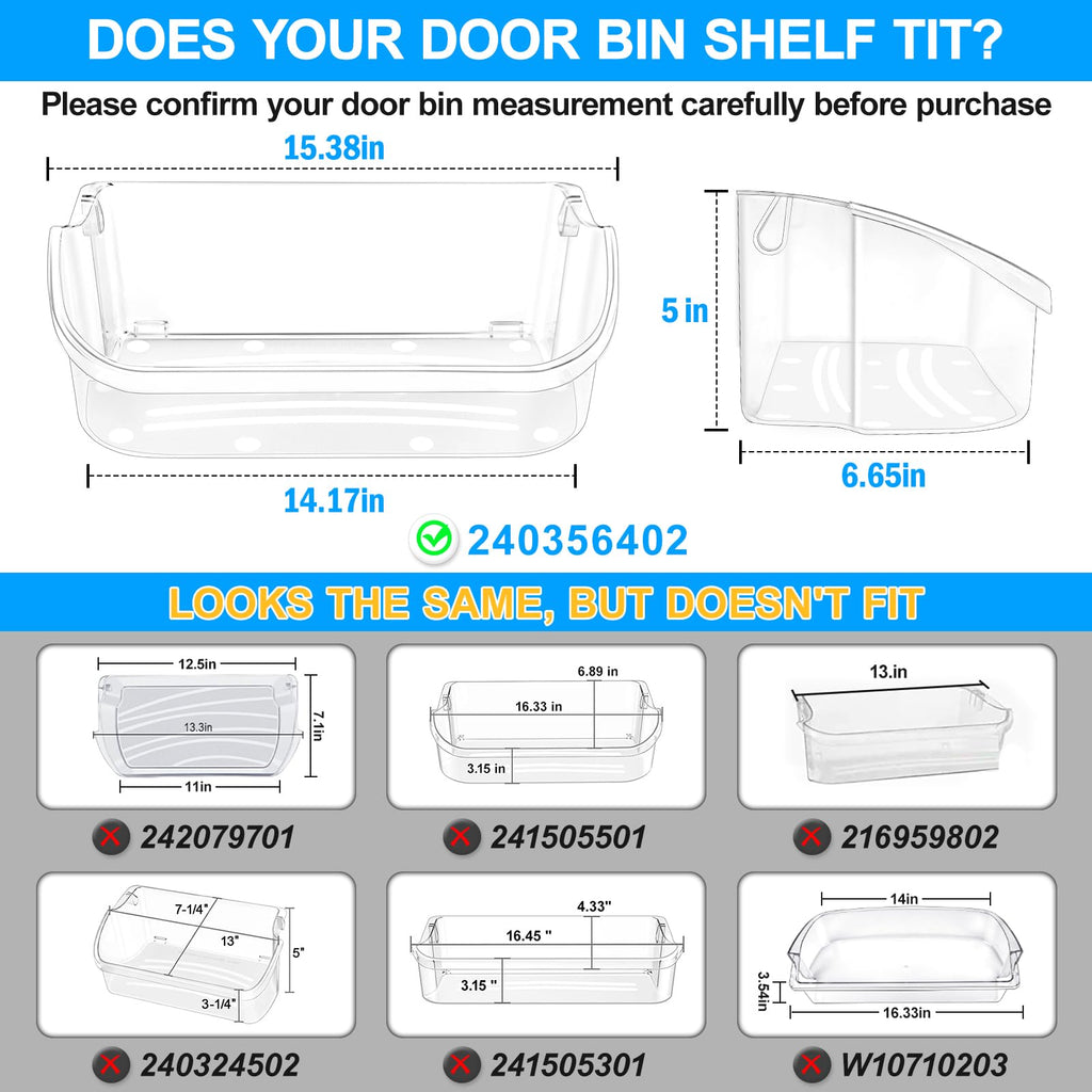 UPGRADED 240356402 Refrigerator Door Bin Compatible with Frigidaire Door Shelf Replacement Frigidaire Gallery Door Shelf Refrigerator Shelves FGHS2631PF4A FFSS2615TS0 LFSS2612TF0 LFSS2612TE0 Door Bin