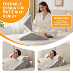 Ruqmuis 3PCS Wedge Pillow Set for After Surgery, Adjustable 9&12 Inch Bed Wedge Pillow for Sleeping, Incline Pillow Wedge for Headboard, Post Surgery, Acid Reflux, Neck&Back Support, White/Grey